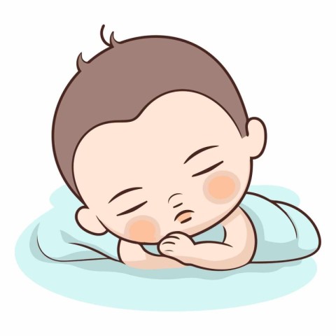 Cute Baby Boy sleeping on the bed.