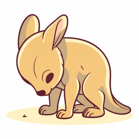 Illustration of a cute little kangaroo on a white background