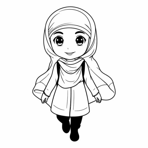 Cute muslim girl in hijab vector illustration. Cartoon muslim gi