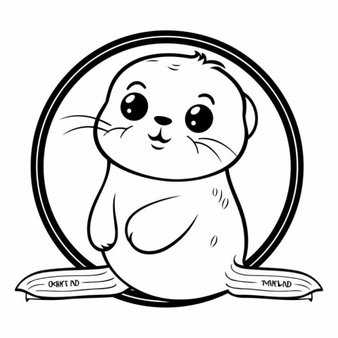 Cute cartoon seal for coloring book or page.