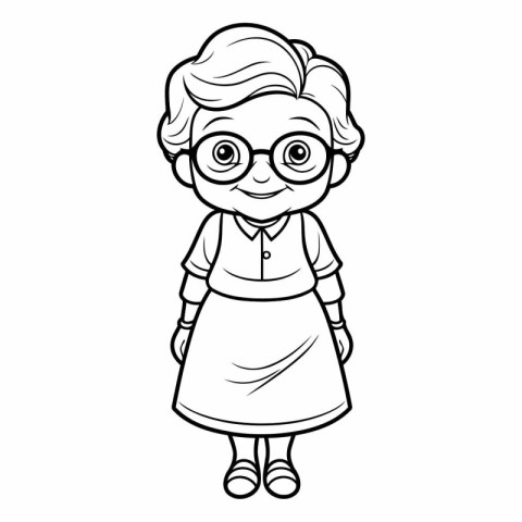 Coloring book for children. Grandmother in glasses