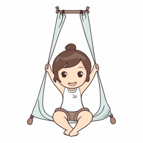 Cute little girl swinging on a hammock.