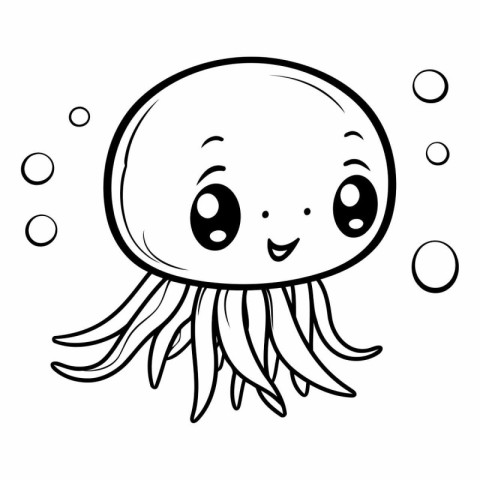 Coloring book for children: cute jellyfish.