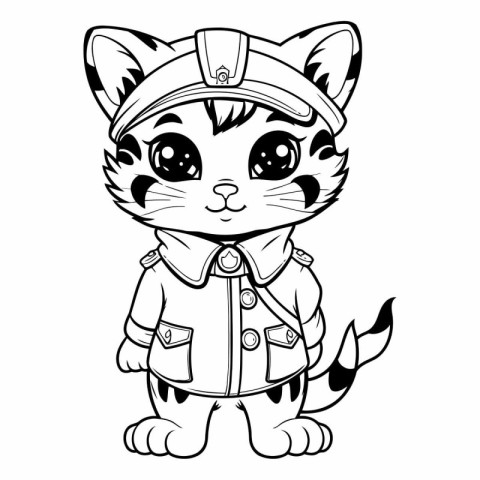 Black and White Cartoon Illustration of Cute Cat Animal Characte