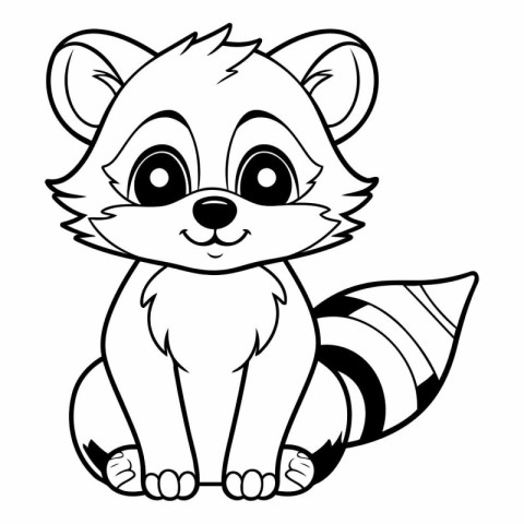 Black and White Cute Raccoon Cartoon Mascot Character