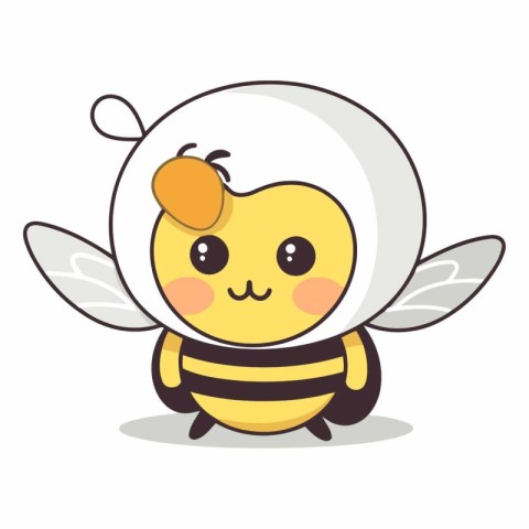 Cute bee cartoon character on a white background.