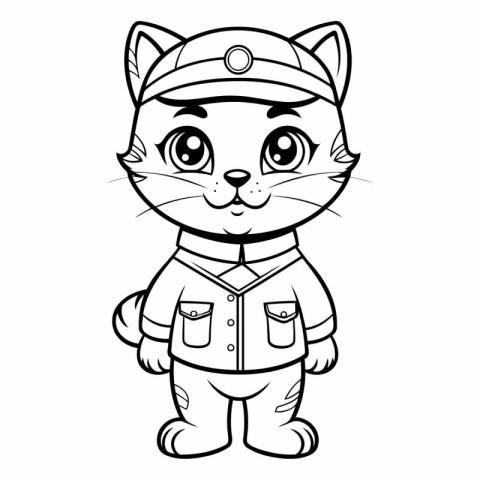 Black and White Cartoon Illustration of Cute Cat Animal Characte