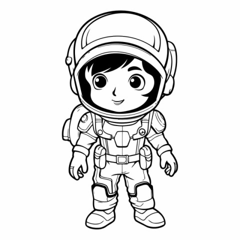 Cute astronaut boy isolated on white background. Cartoon vector