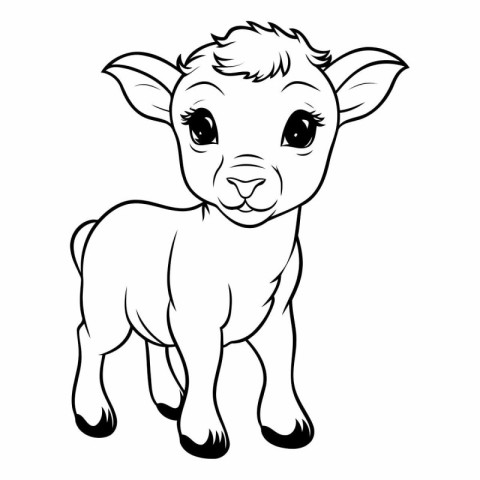 Cute cartoon sheep. Coloring book for children.