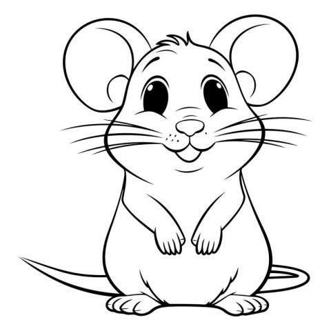 Black and White Cartoon Illustration of Mouse Animal for Colorin