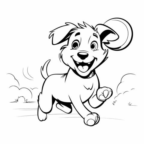 Cartoon Illustration of Cute Puppy Animal for Coloring Book