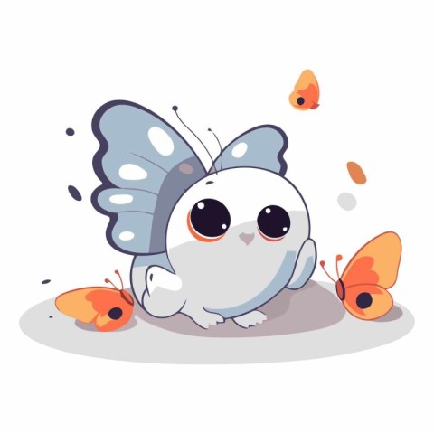 Cute cartoon butterfly with cute eyes and wings.