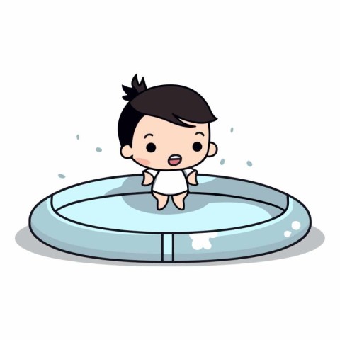 Boy bathtub character cartoon vector illustration. Cute boy bath