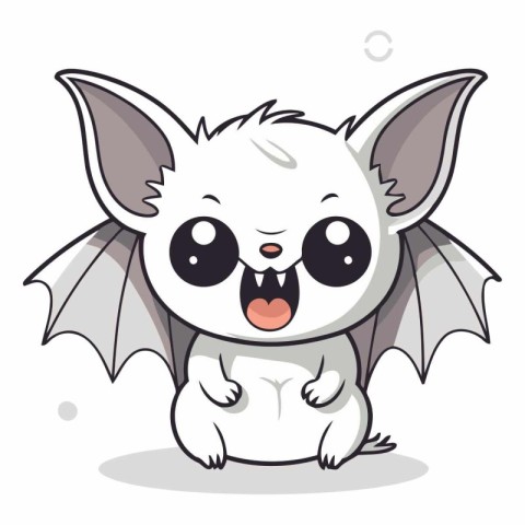 Cute cartoon bat isolated on a white background.