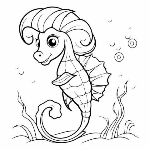 Coloring Page Outline Of Sea Horse. Coloring Book for Kids