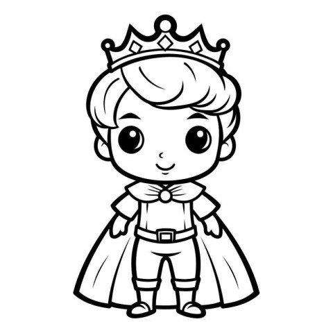 Cute little prince boy with crown isolated on white background.