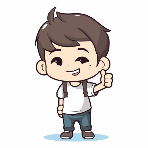 Boy with thumbs up - Cute Cartoon Vector IllustrationÃ¯Â»Â