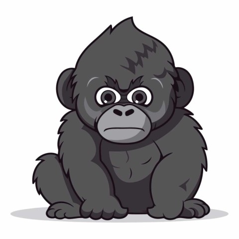 Gorilla sitting isolated on a white background.