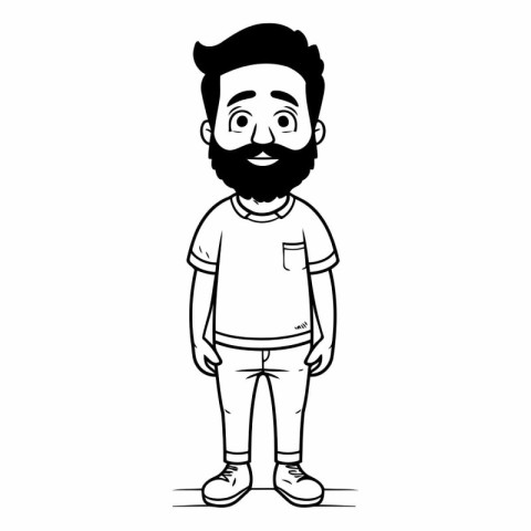 young man with beard and casual clothes cartoon vector illustrat