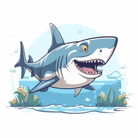 Great white shark of a great white shark in cartoon style.