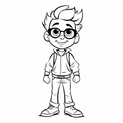 cute boy with glasses cartoon vector illustration graphic design