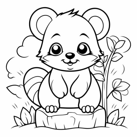 Coloring Page Outline Of a Ferret Animal Vector Illustration