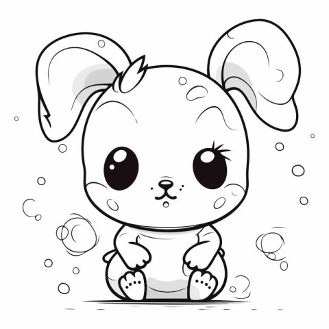 Cute cartoon dog for coloring book or page.