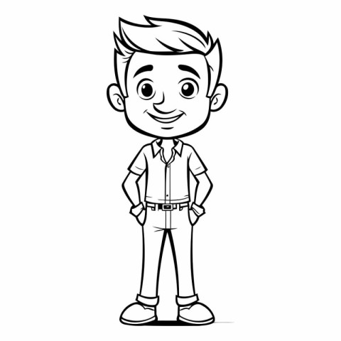 Cute Boy Cartoon Character Vector Illustration. Kids Design Seri