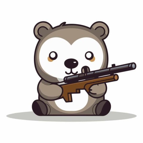 cute little bear with gun cartoon vector illustration graphic de