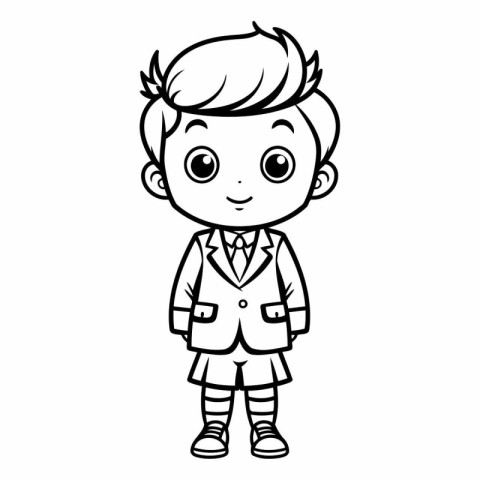 Coloring book for children: Boy in school uniform (vector)