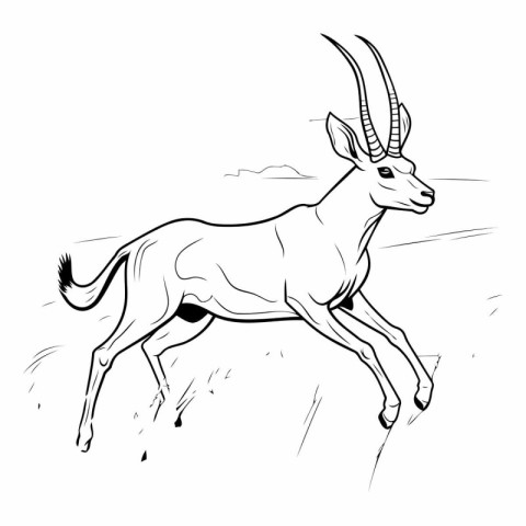 Black and white sketch of a gazelle.