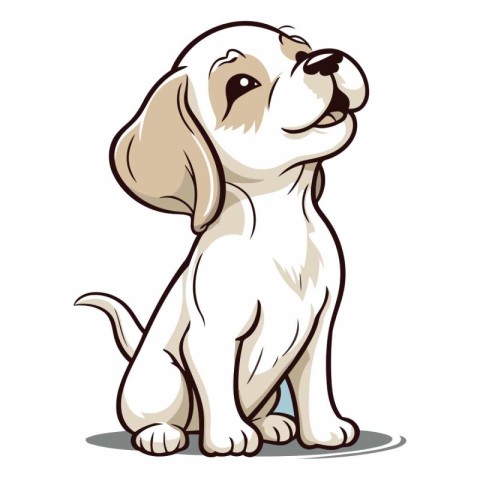 Illustration of a cute Beagle dog sitting on a white background