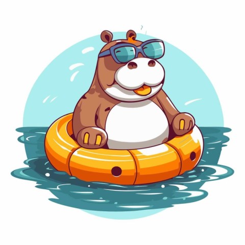 Beaver in sunglasses on an inflatable ring.