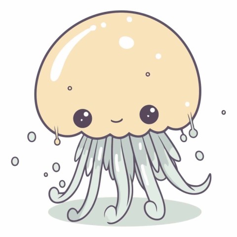 Illustration of a cute cartoon jellyfish on a white background.