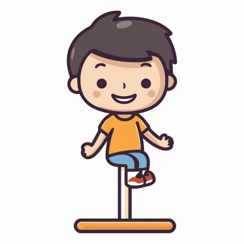 cute little boy seated in the skateboard character vector illust