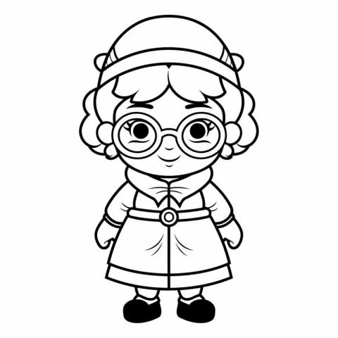 cute little girl with hat and glasses cartoon vector illustratio