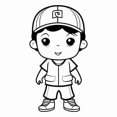 Illustration of a Cute Little Boy Wearing a Baseball Cap