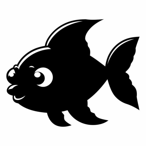 Black silhouette of a fish on a white background.