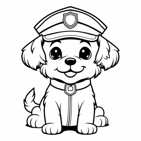 Cute cartoon dog with pilot's cap. Vector clip art illustration.