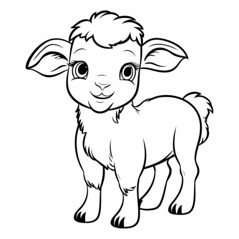 Black and White Cartoon Illustration of Cute Goat Animal Charact