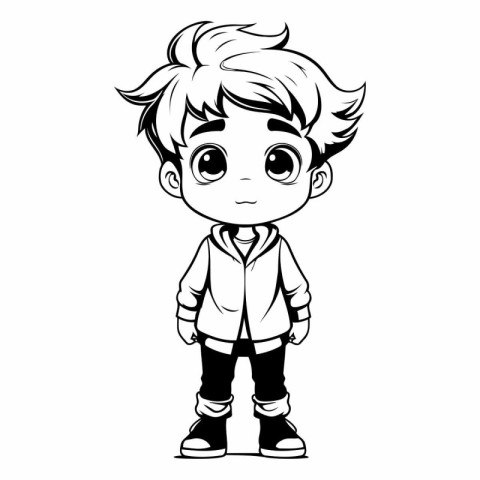 Vector illustration of a boy in a coat on a white background.