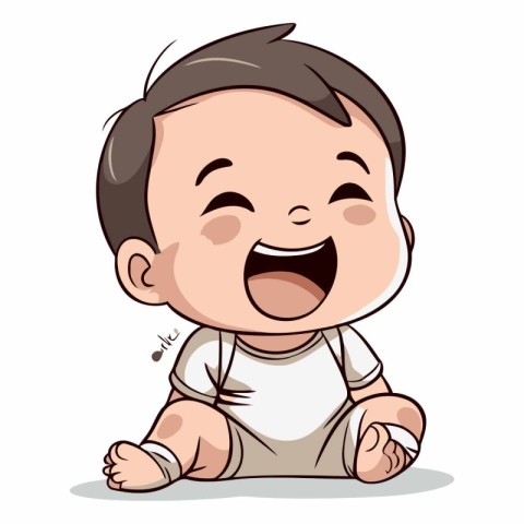 Cute baby laughing isolated on a white background.