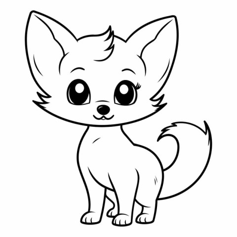 Cute cartoon fox for coloring book or page.