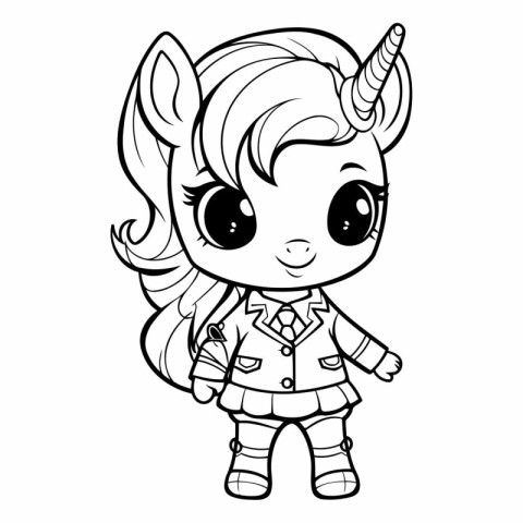 Cute cartoon unicorn. Coloring book for children.