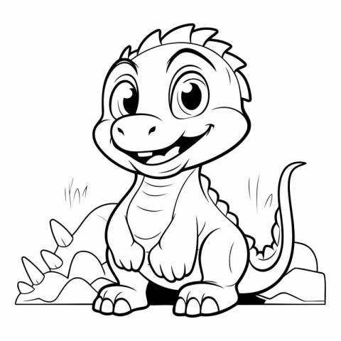 Vector illustration of Cartoon dinosaur. Coloring book page for