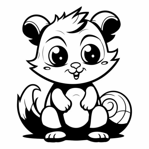 Black and White Cartoon Illustration of Cute Squirrel Animal Cha