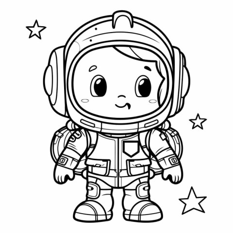 Coloring book for children: astronaut in space suit.