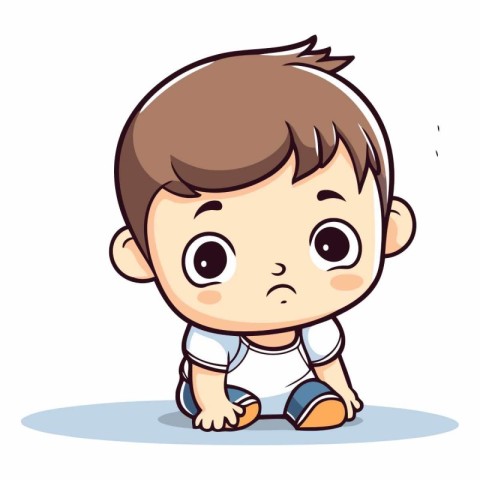 Baby Boy Crying - Cute Baby Cartoon Character Vector Illustratio