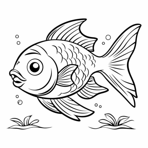 Cute cartoon fish. Coloring book for children.