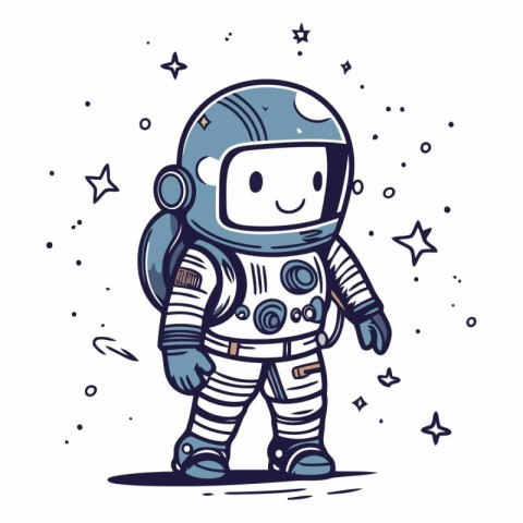 Astronaut in space suit. Cartoon style.